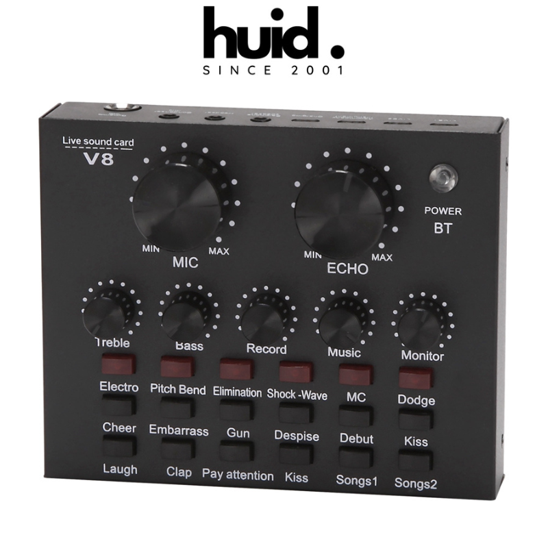 Sound Card V8 Có Bluetooth, Chuyên Livestream, Echo, Reverb, Hiệu Ứng Giọng, Tương Thích Mọi Thiết Bị