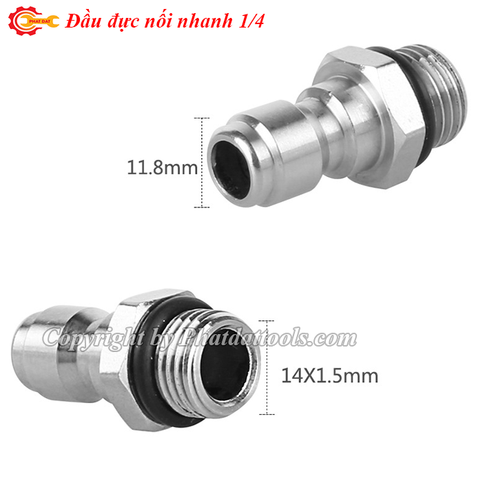 Bộ đầu đực-cái nối nhanh 1/4 ren 14mm-Phụ kiện cho máy rửa xe đa năng