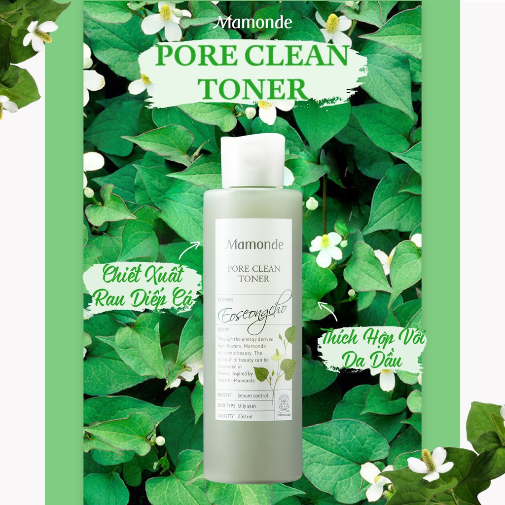 Mamonde - nước cân bằng diếp cá kiểm soát nhờn cho da dầu 250ml pore clean toner