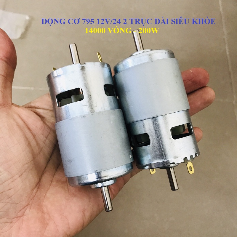 Motor 795 2 bạc đạn 2 trục dài 200W 12V - 24V