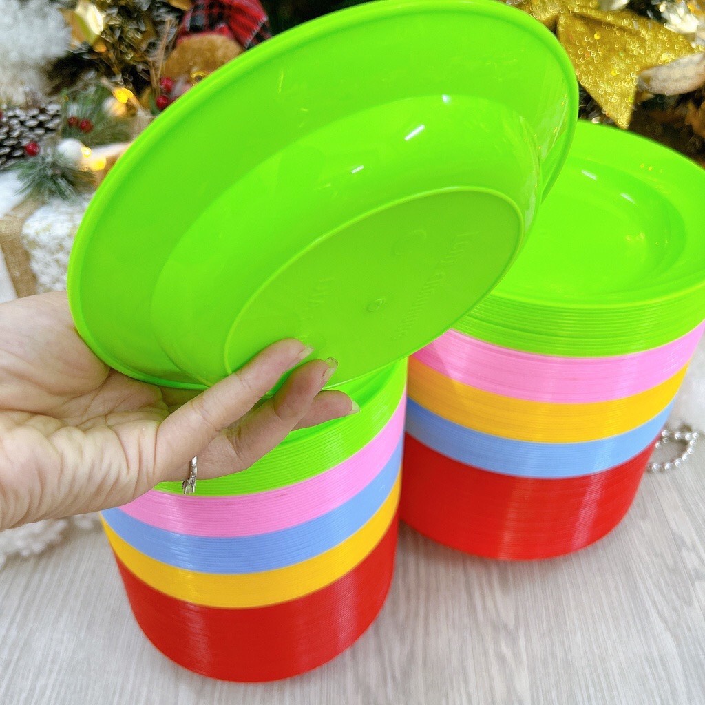 Dĩa tròn nhựa dẻo đủ size nhiều màu