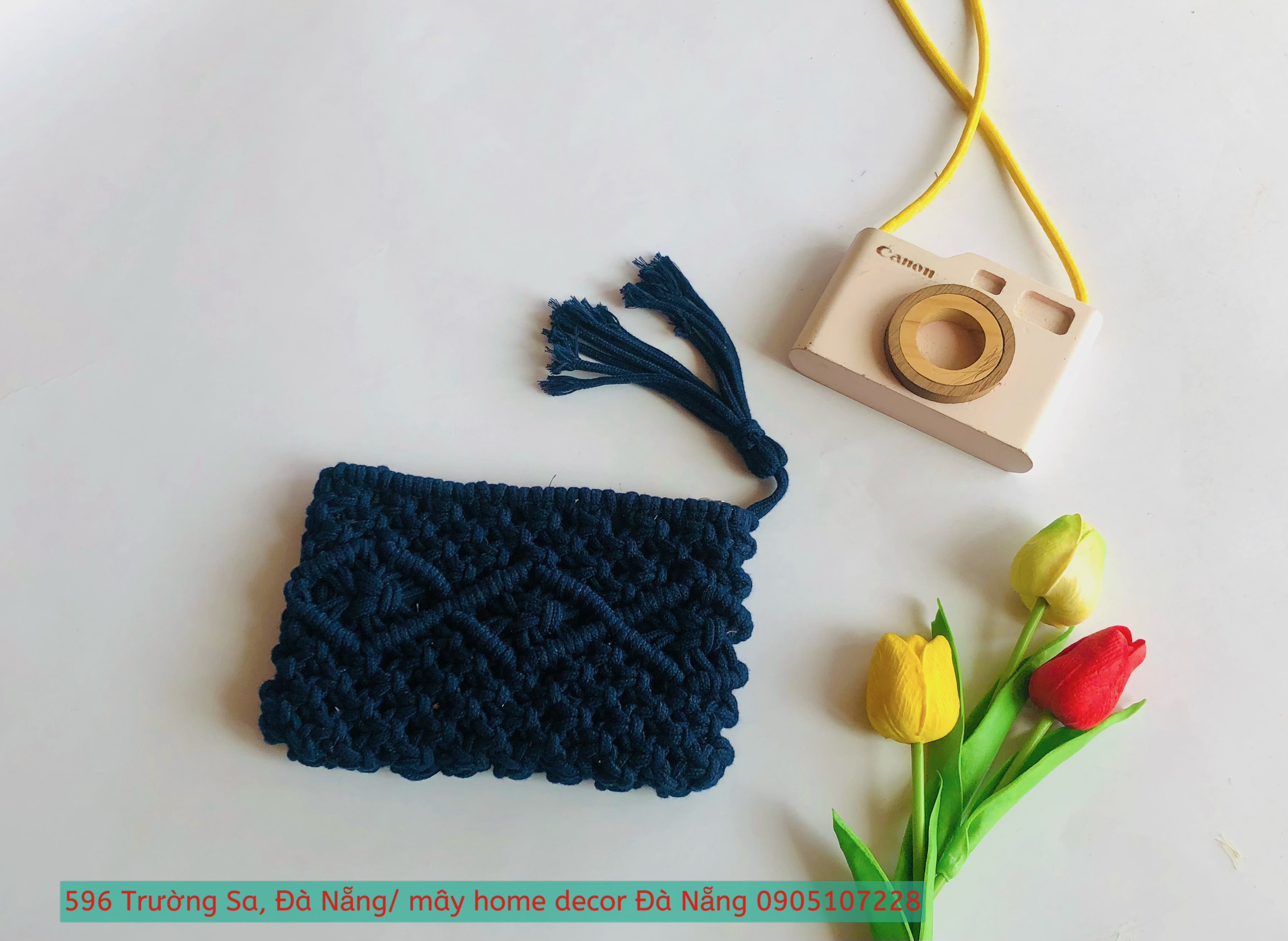 [Siêu Sale] Ví Macrame Cầm Tay Chất Liệu Len Đan Tay Tỉ Mỉ Xinh Xắn Cao Cấp - Kích thước: ngang: 20cm * dài :13cm