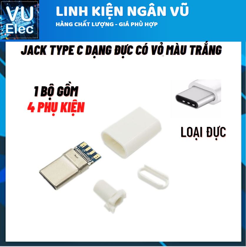 Đầu Jack USB Type-C (Màu Trắng) đực và cái