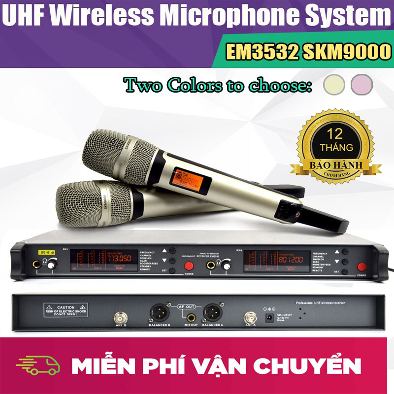 Dàn âm thanh xân khấu karaoke tại nhà chuyên nghiệp - micro không dây sennheiser skm9000 đầu thu uhf 4 anten đường truyền ổn định âm thanh sống động chân thực chống rè chống hú bảo hành 12 tháng