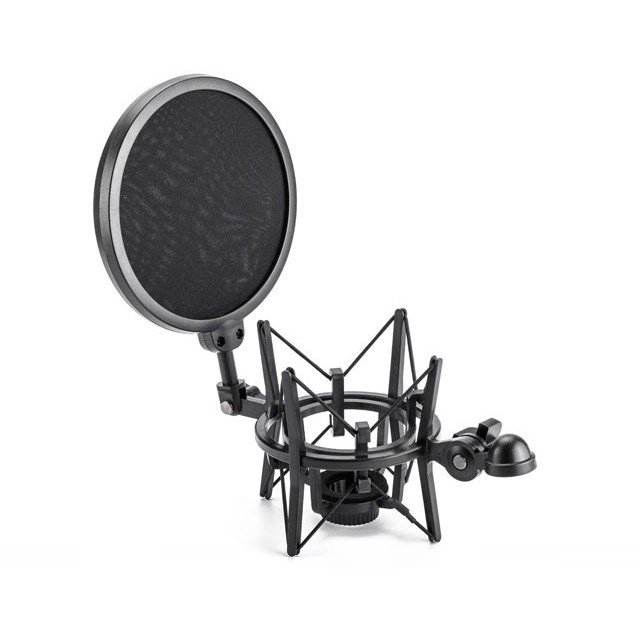 Shock mount (giá đỡ chống sốc cho micro) kèm màng lọc âm thanh micro Transhine SH-100