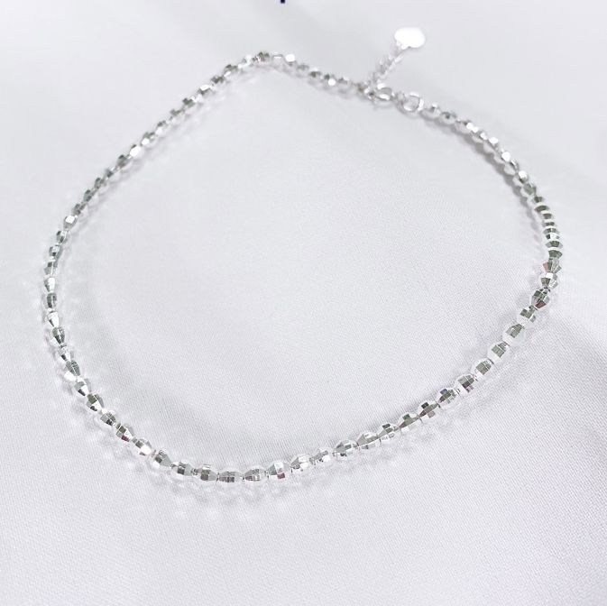 Lắc chân bi phay sáng đẹp bạc ta 925 - thj cam kết bạc chuẩn, giá tốt kèm bảo hành