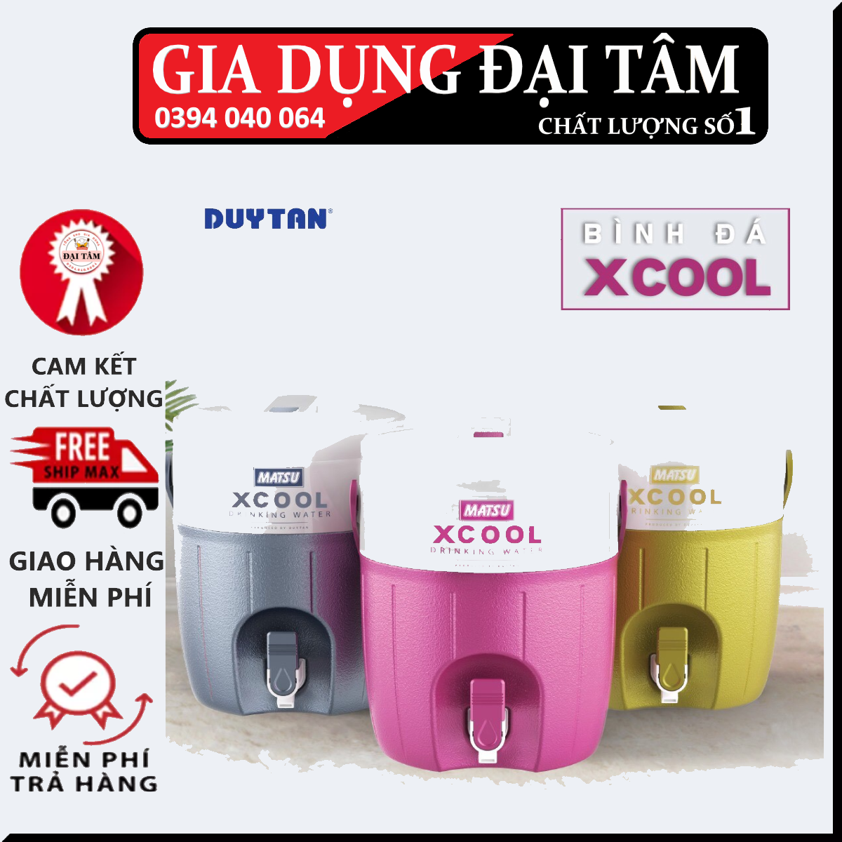 Bình đá giữ nhiệt 7L XCOOL Nhựa Duy Tân Chính Hãng. Bình giữ nhiệt nóng lạnh