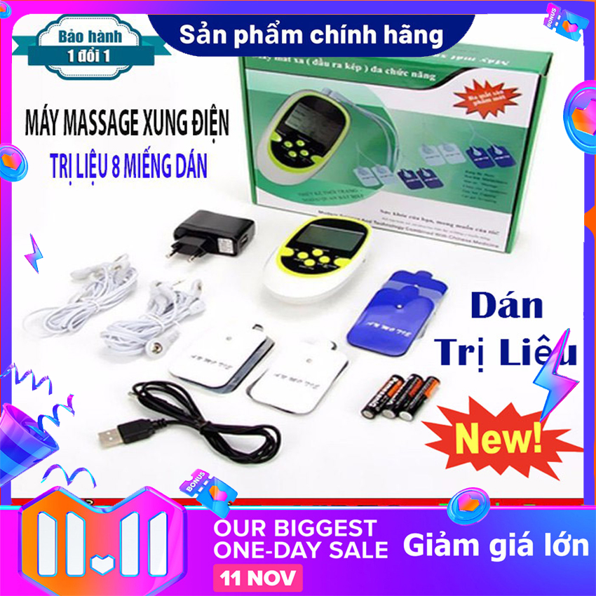 Máy massage trị liệu xung điện 8 miếng dán đa chức năng, Máy Matxa Toàn Thân, Máy Massage Xung Điện Có Tốt Không, Máy Massage Xung Điên 8 Miếng Dán: Châm Cứu, Co Cơ, Đấm Bóp, Bấm Huyệt, Trị Liệu. BH Uy Tín 1 đổi 1.