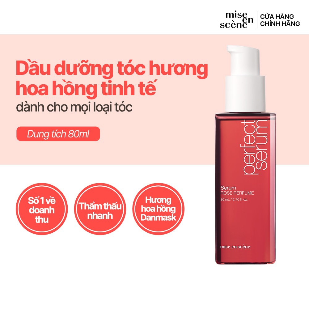 Tinh Chất Dưỡng, Phục Hồi Tóc Hương Hoa Hồng Mise En Scene Perfect Serum Rose Perfume 80ml