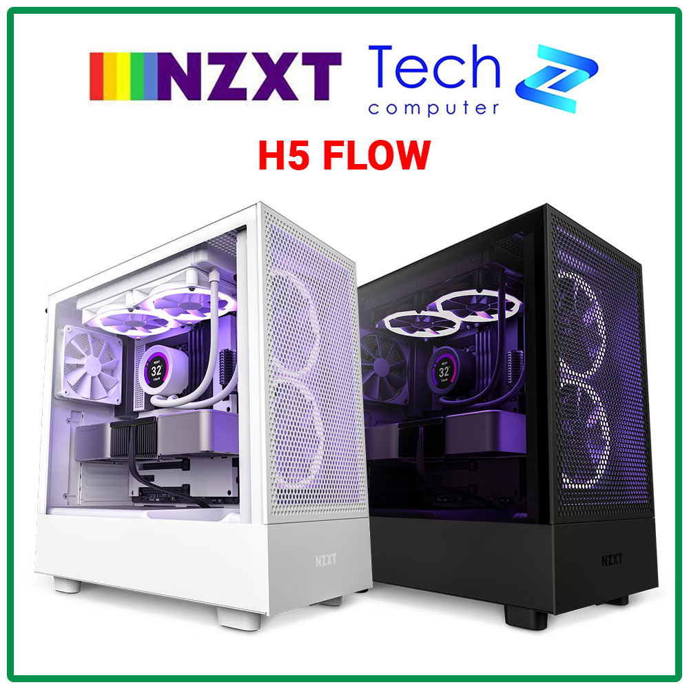 Vỏ máy tính NZXT H5 Flow (Mid Tower/Màu Trắng/Màu Đen)
