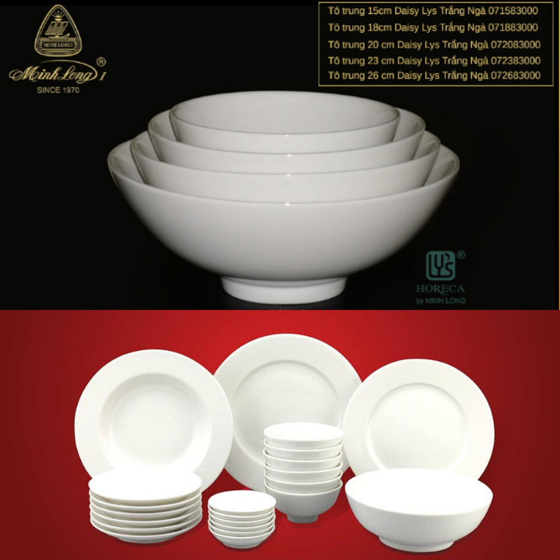 [HCM]Bộ 5 Tô 15cm - Jasmine - Trắng