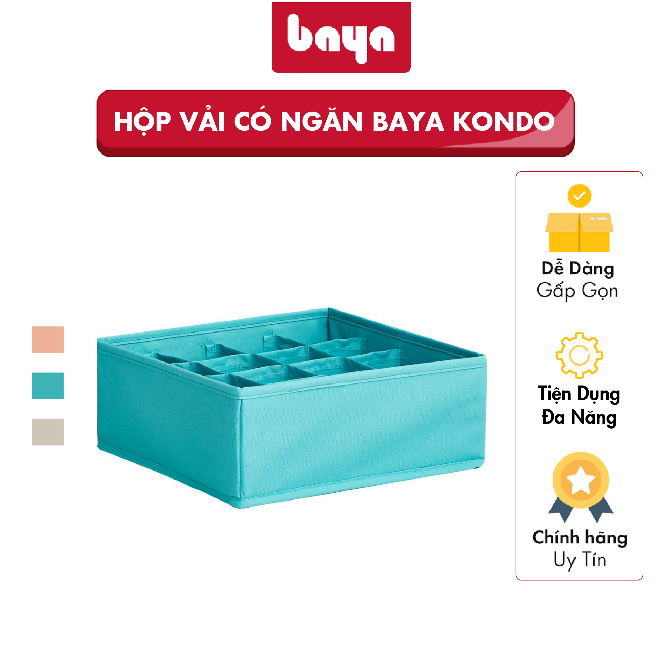 Hộp Đựng Đồ Lót, Tất, Vớ BAYA KONDO Chia Ngăn