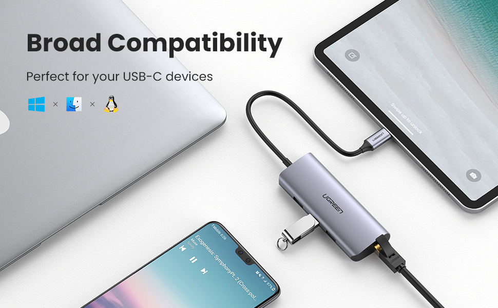 Bộ chuyển đổi USB Type-C sang 3 cổng USB 3.0 và Giga Lan Ugreen (60718)