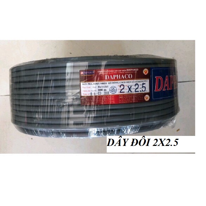 [HCM]DÂY ĐIỆN ĐÔI 2X2.5 DAPHACO CÓ BỌC TRÒN DÂY ĐÔI CÓ BỌC ĐƠN GIÁ THEO MÉT