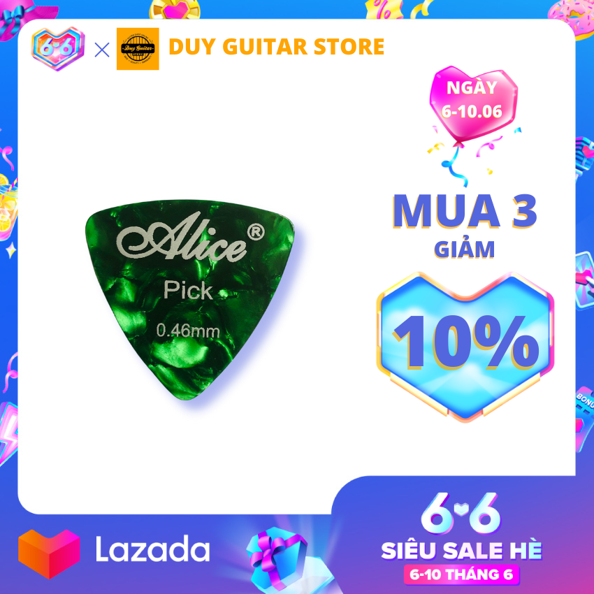 Bộ 3 cái guitar pick Alice 0.46mm mẫu tam giác - Màu ngẫu nhiên Sale rẻ dưới 49k - Duy Guitar Store