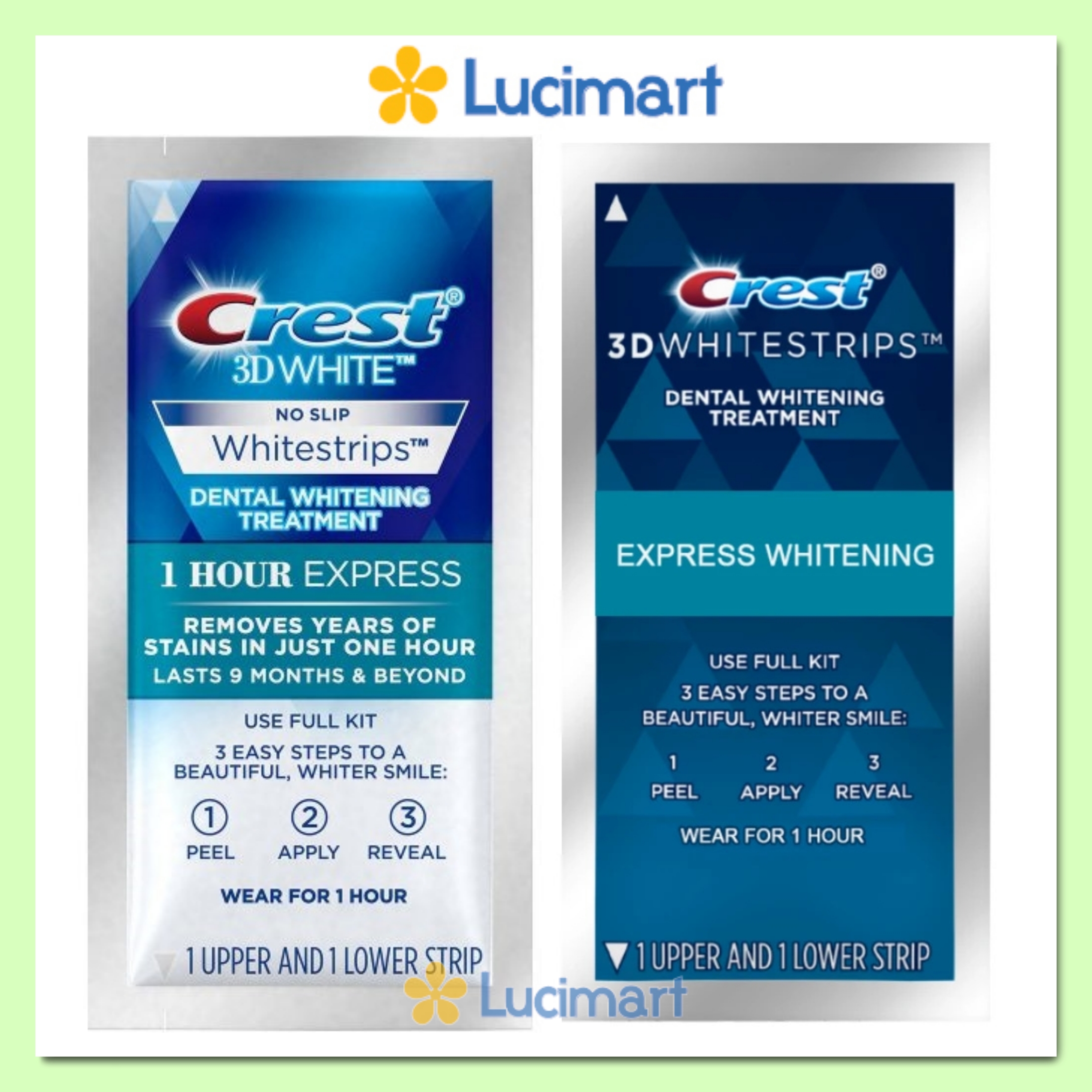 Miếng dán trắng răng Crest 3D White Whitestrips gói lẻ đủ loại [Hàng Mỹ]