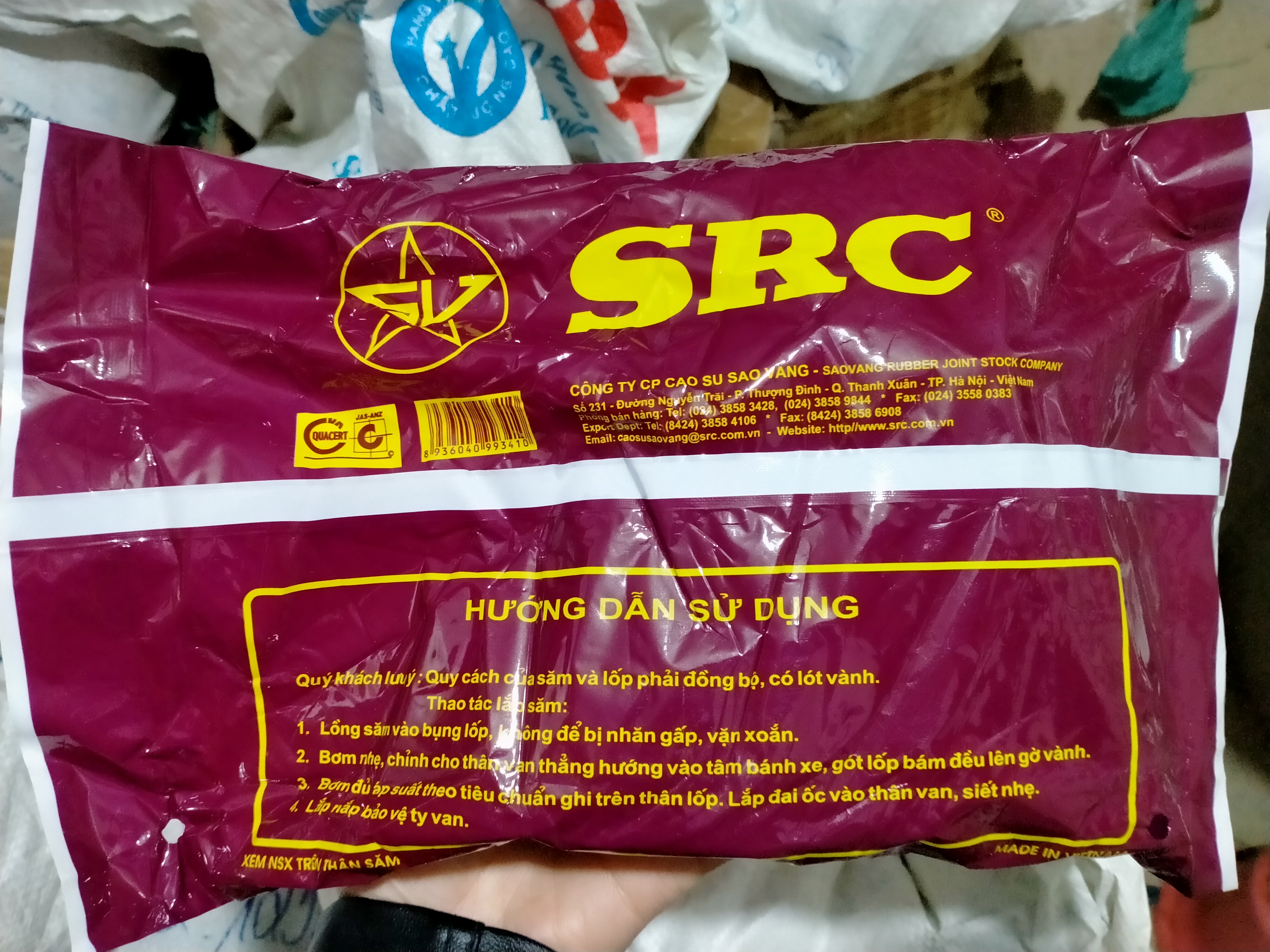 RUỘT (SĂM) XE MÁY 3.50/4.00-8 SAO VÀNG VAN CONG