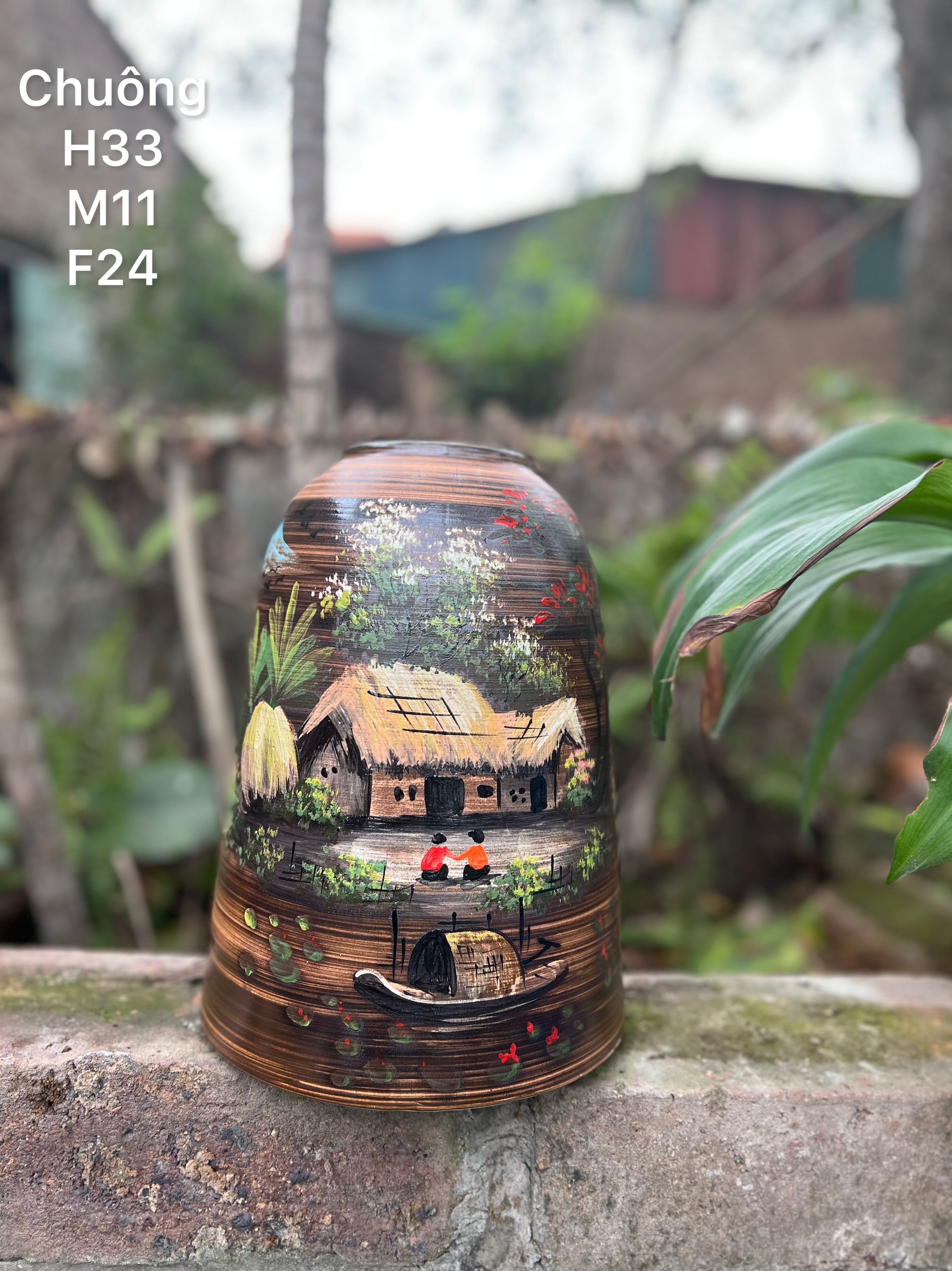 Handmade painted bell flower receptacle-Garland ceramic. Really nice decoration or floral arrangement.