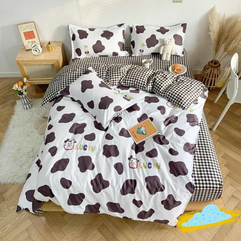 Bộ Chăn Ga Gối Vân Bò Sữa Mới Cotton Poly Bộ Chăn Ga Gối Cao Cấp Nhập Khẩu 5 Món, 4 Món Sản Phẩm Chăn Ga Gối Nệm Dùng 4 Mùa