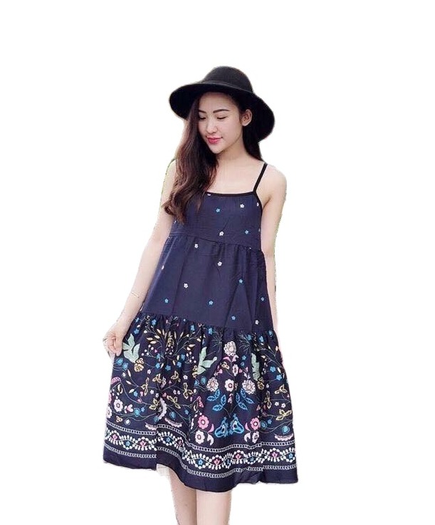 Váy bầu ngủ - váy ngủ lanh 2 dây chất lanh mềm mát