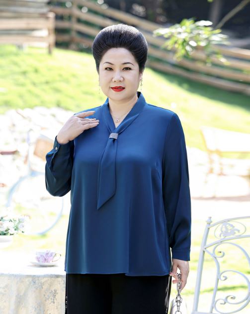 Áo kiểu trung niên tay dài lụa Ý bigsize - BS222c