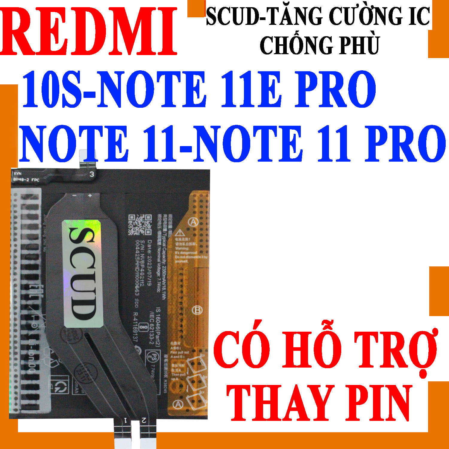 Pin scud cho xiaomi redmi note 10s/redmi note 11/redmi note 11 pro/redmi note 11e pro