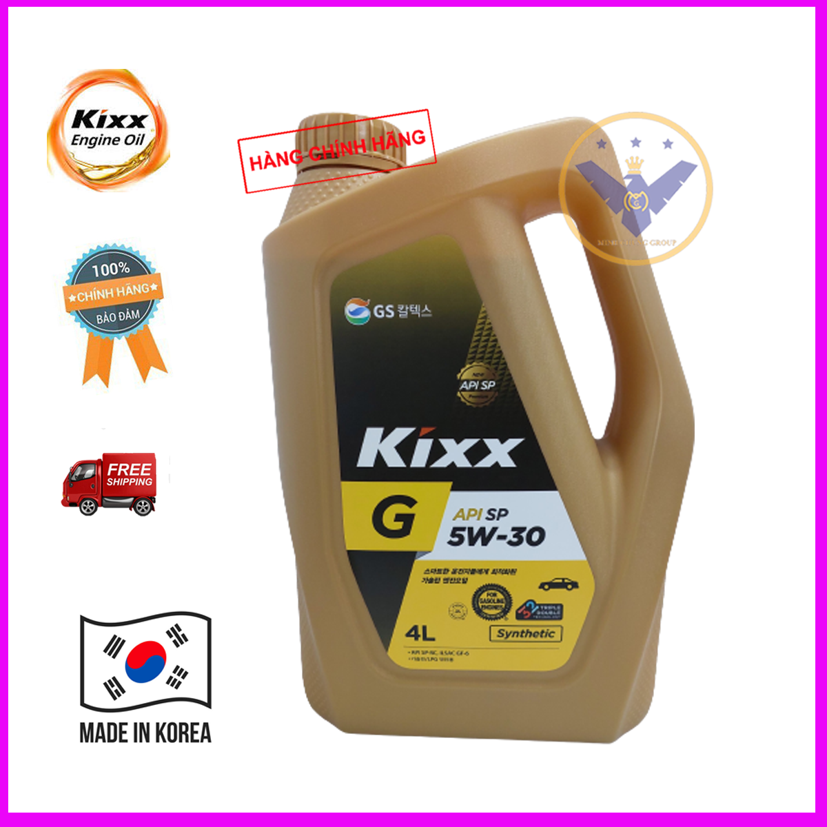 Dầu nhớt ô tô tổng hợp Kixx G API SP 5W30 Hàn Quốc can 4L