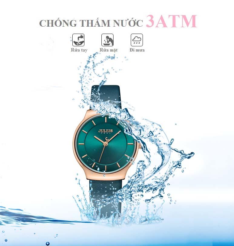ĐỒNG HỒ NỮ JA-1156LB JULIUS HÀN QUỐC DÂY DA (XANH)