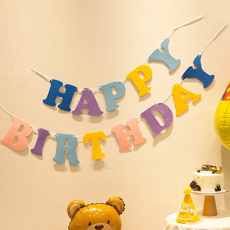 Dây treo Happy Birthday kim tuyến ép kim