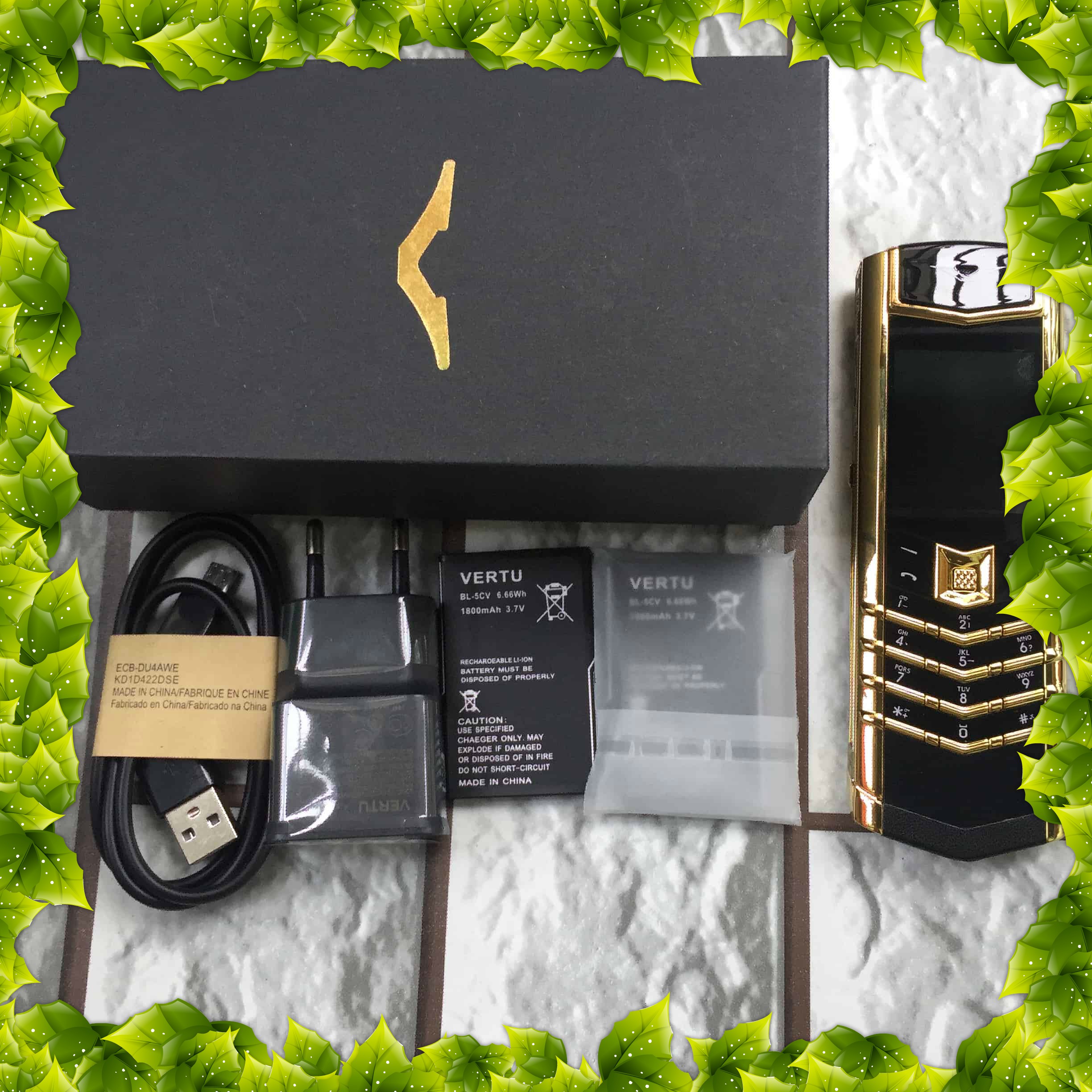 Điện thoại Vertu K8 2 sim giá rẻ lưng đá cao cấp  - 2 pin