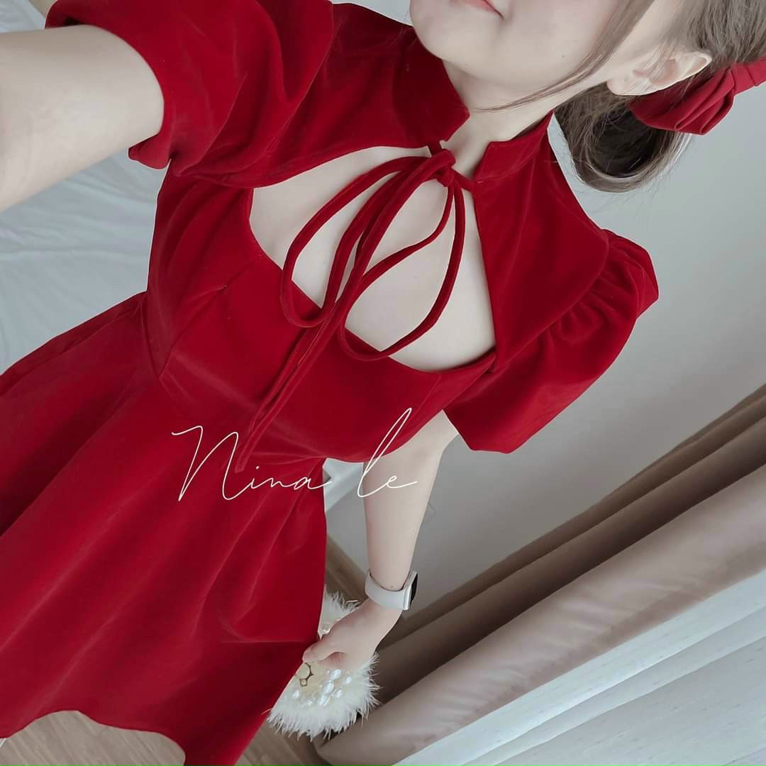 đầm xòe cổ cột nơ xinh xắn