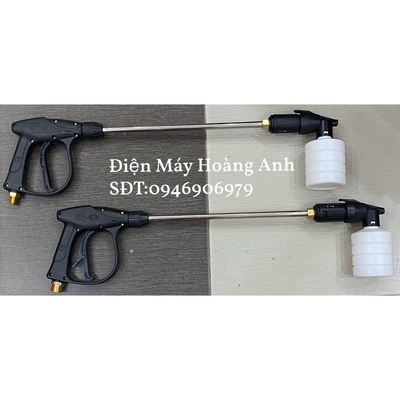 Súng rửa xe cao áp ren 14mm/ren22mm, ống nối dài 35cm, bình phun bọt tuyết 0,5L