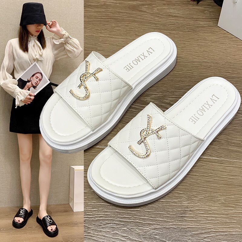 Giày sandal quai chéo độn đế 3cm cực xinh Dép quai hậu da xoắn 2 màu đen trắng hottrend