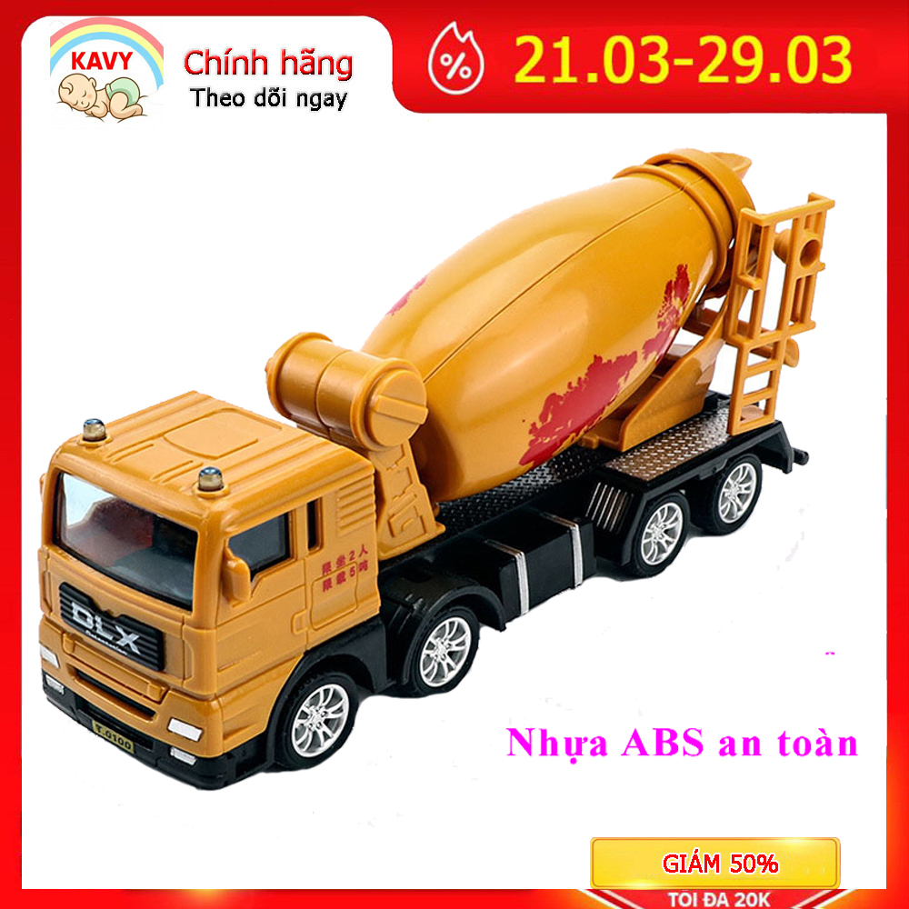 Xe đồ chơi mô hình xe trộn bê tông hợp kim sắt và nhựa nguyên sinh an toàn, chi tiết sắc sảo, kích thích giác quan của bé- KAVY