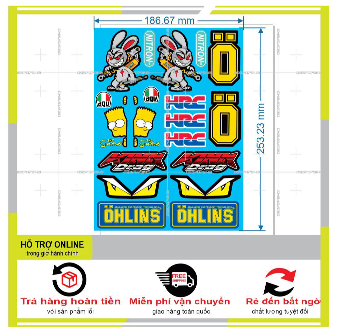 Hcm-bidecal- logo sticker dán xe máy m69
