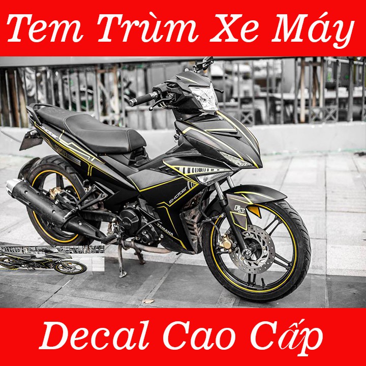 Tem Trùm Exciter 150 Đen Nhám Chỉ Vàng Cao Cấp