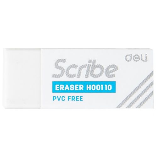 Gôm tẩy deli scribe, dành cho thi cử - màu trắng gôm tẩy sạch, ít vụn - h00110/ h00210