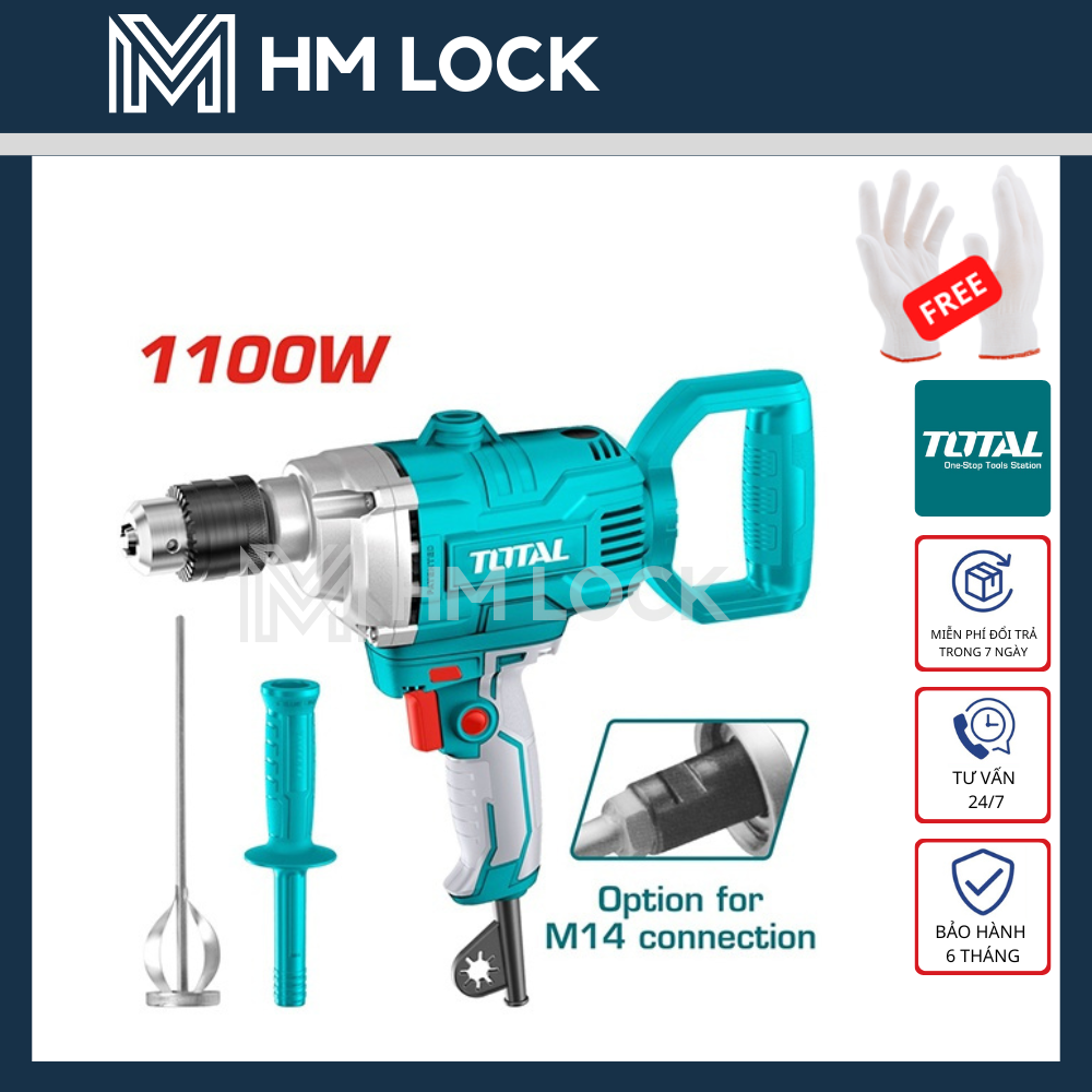 Máy trộn sơn kèm khoan total 1110w có đảo chiều - hàng chính hãng - td61106