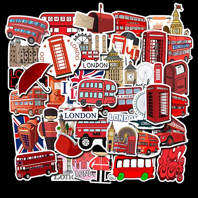 Set 30-80 Sticker chủ đề London ảnh decal hình dán ép lụa