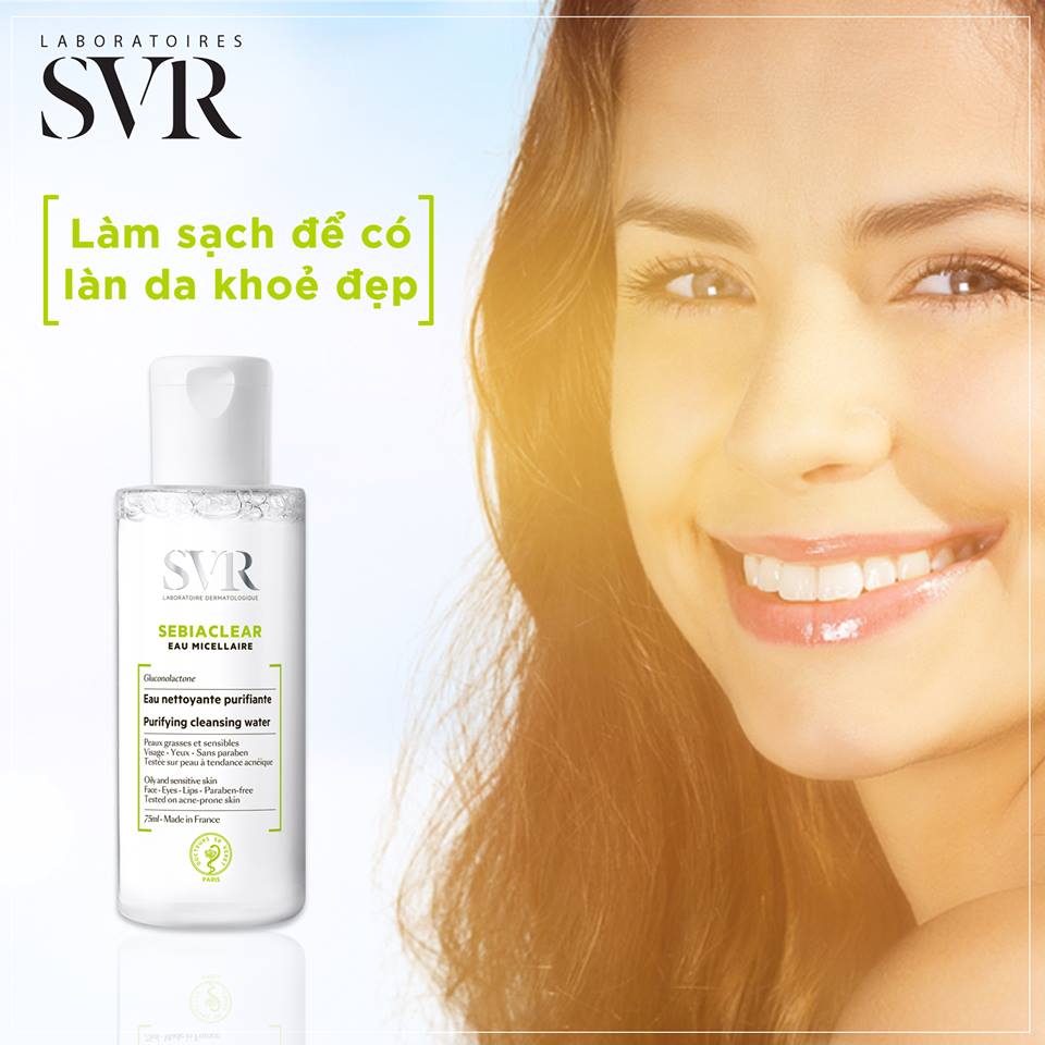 Nước tẩy trang cho da dầu mụn SVR Sebiaclear Eau Micellaire 75ml