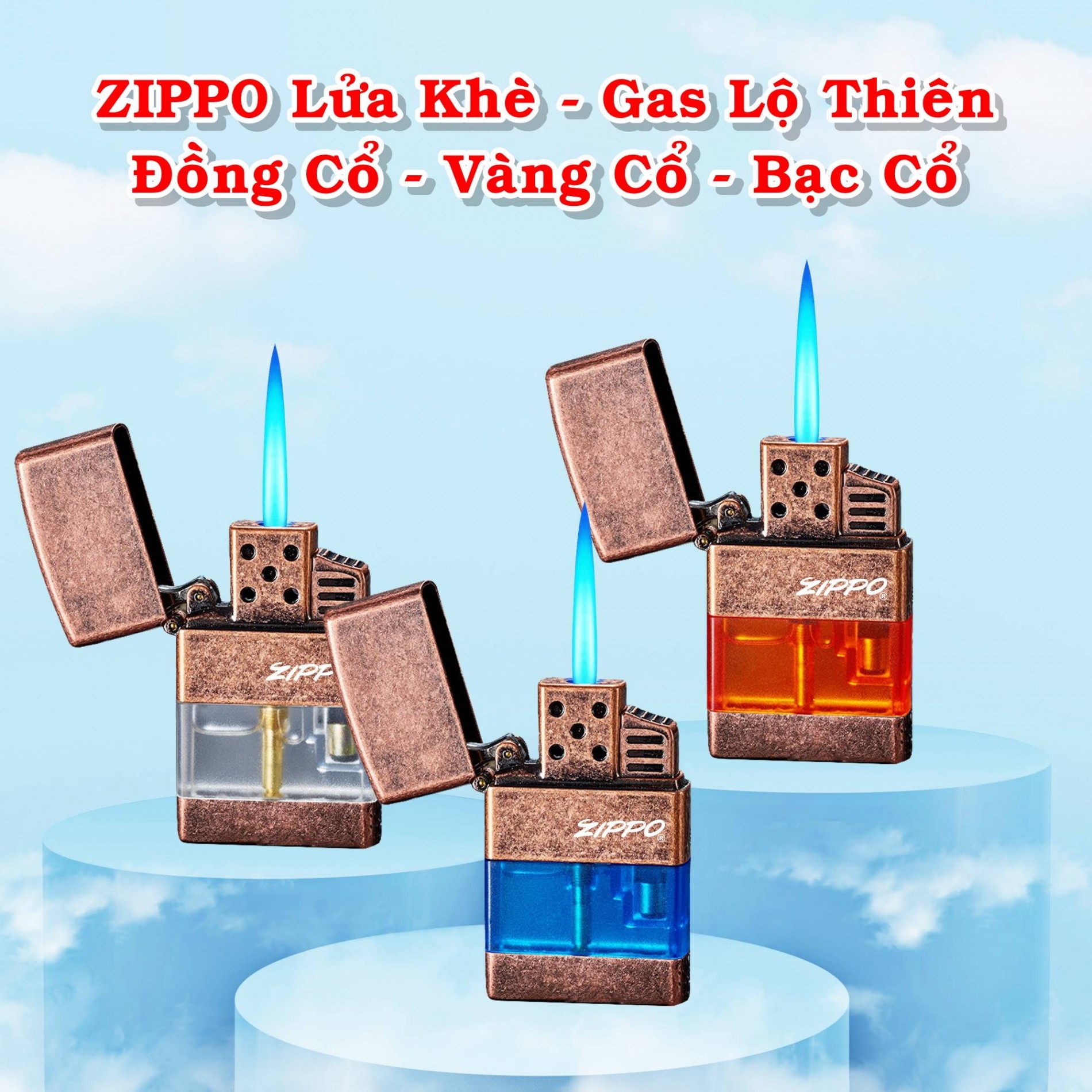 Hộp quẹt bật lửa zíp pô lửa khè - gas lộ thiên siêu mỏng -