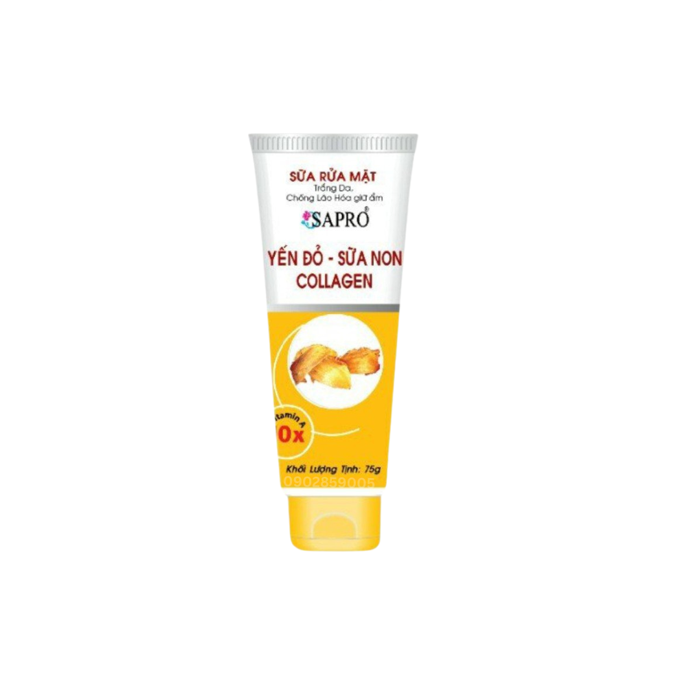 Sữa rửa mặt sapro collagen yến đỏ sữa non 75ml