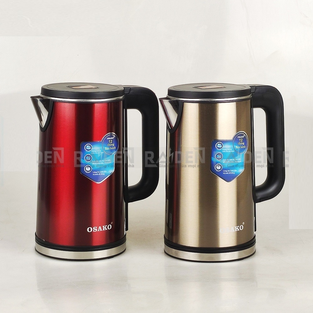 Ấm siêu tốc 2 lớp 2l osako osa-250 lòng ấm inox 304 nguyên khối, công suất 1500w, bảo hành 12 tháng