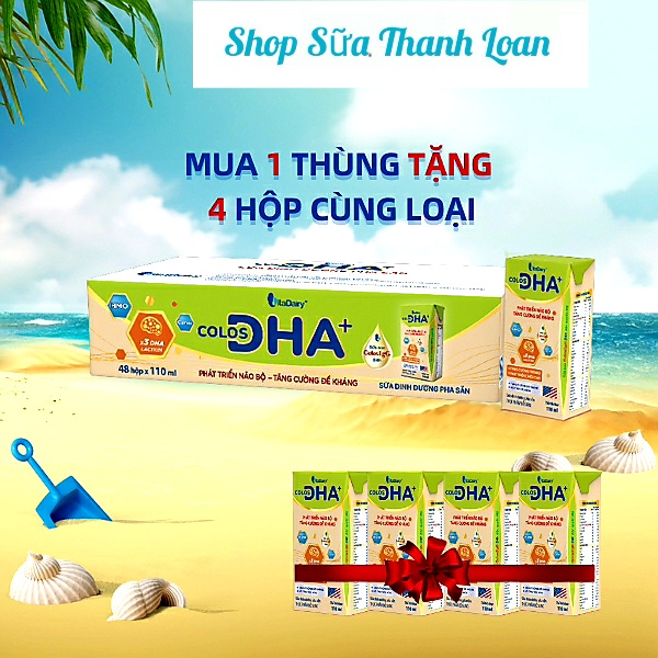 Thùng 48 hộp sữa bột pha sẵn colos dha+ 110ml.