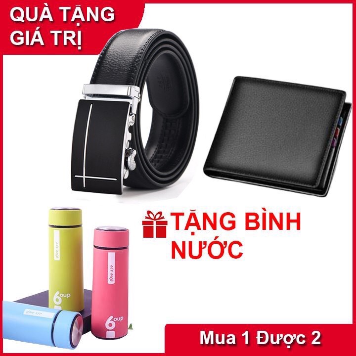 Combo Ví da nam - Thắt lưng da nam CTL Tặng kèm bình nước CB1