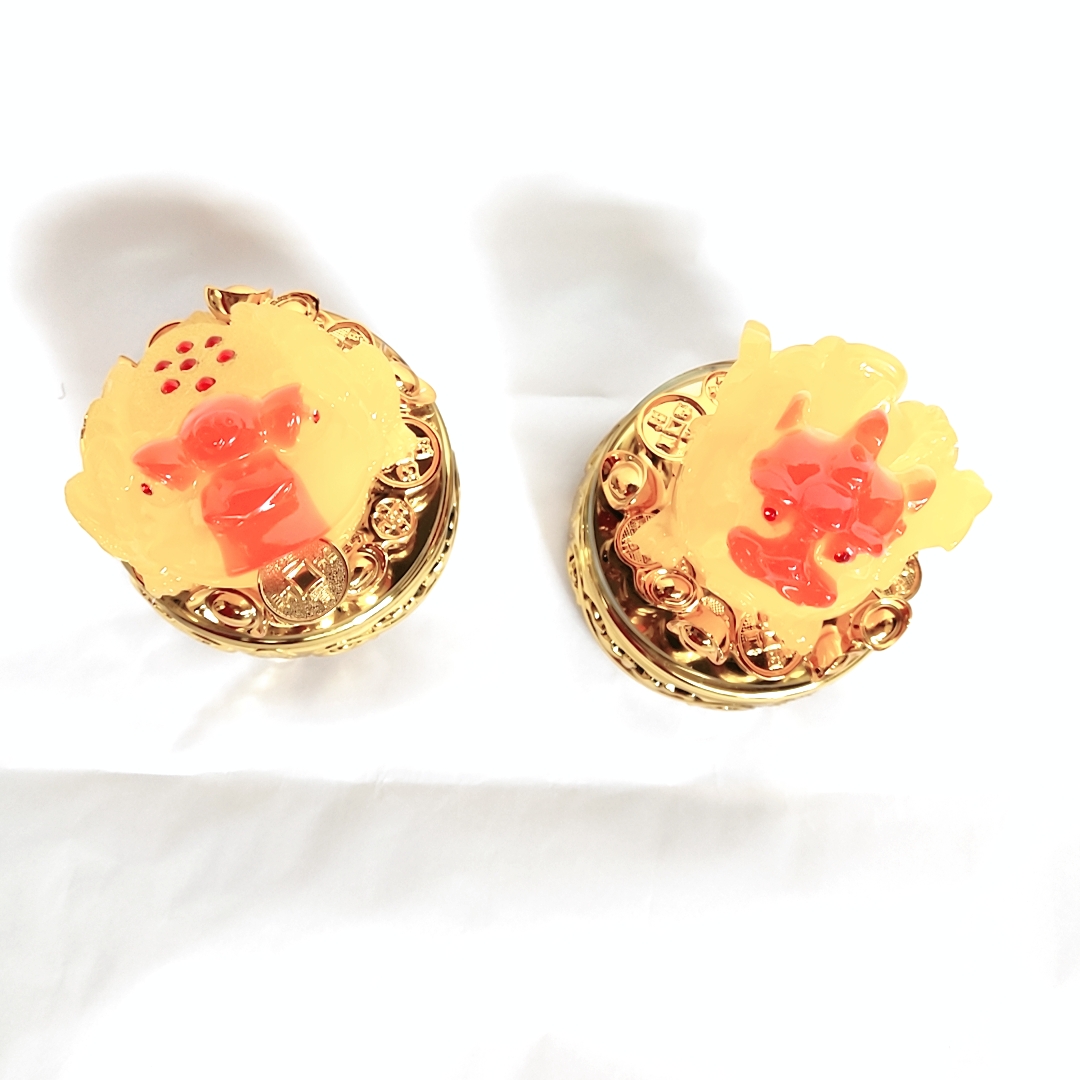 Bộ đôi tượng cóc và tì hưu có đế xoay, D10 cm