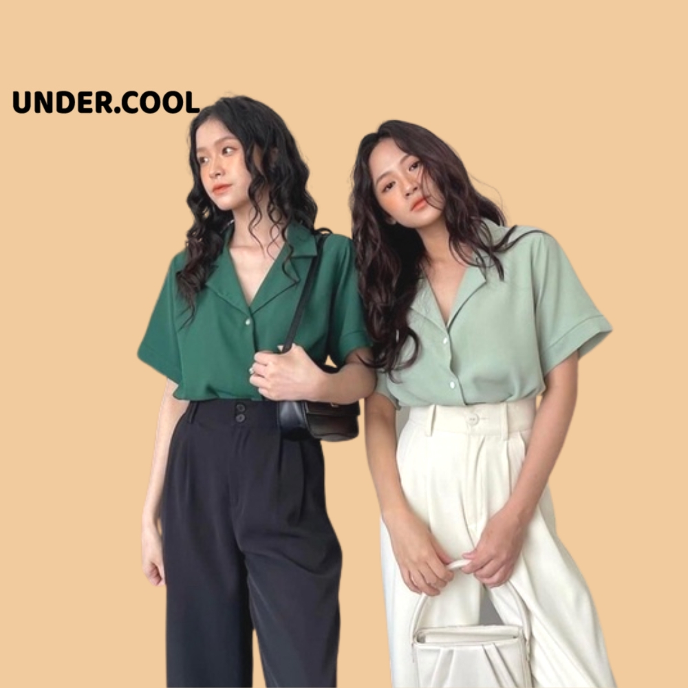 Áo sơ mi cổ vest cộc tay đũi lụa UNDERCOOL