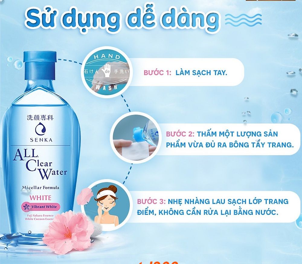 Nước Tẩy Trang 230ml Senka Dưỡng Trắng