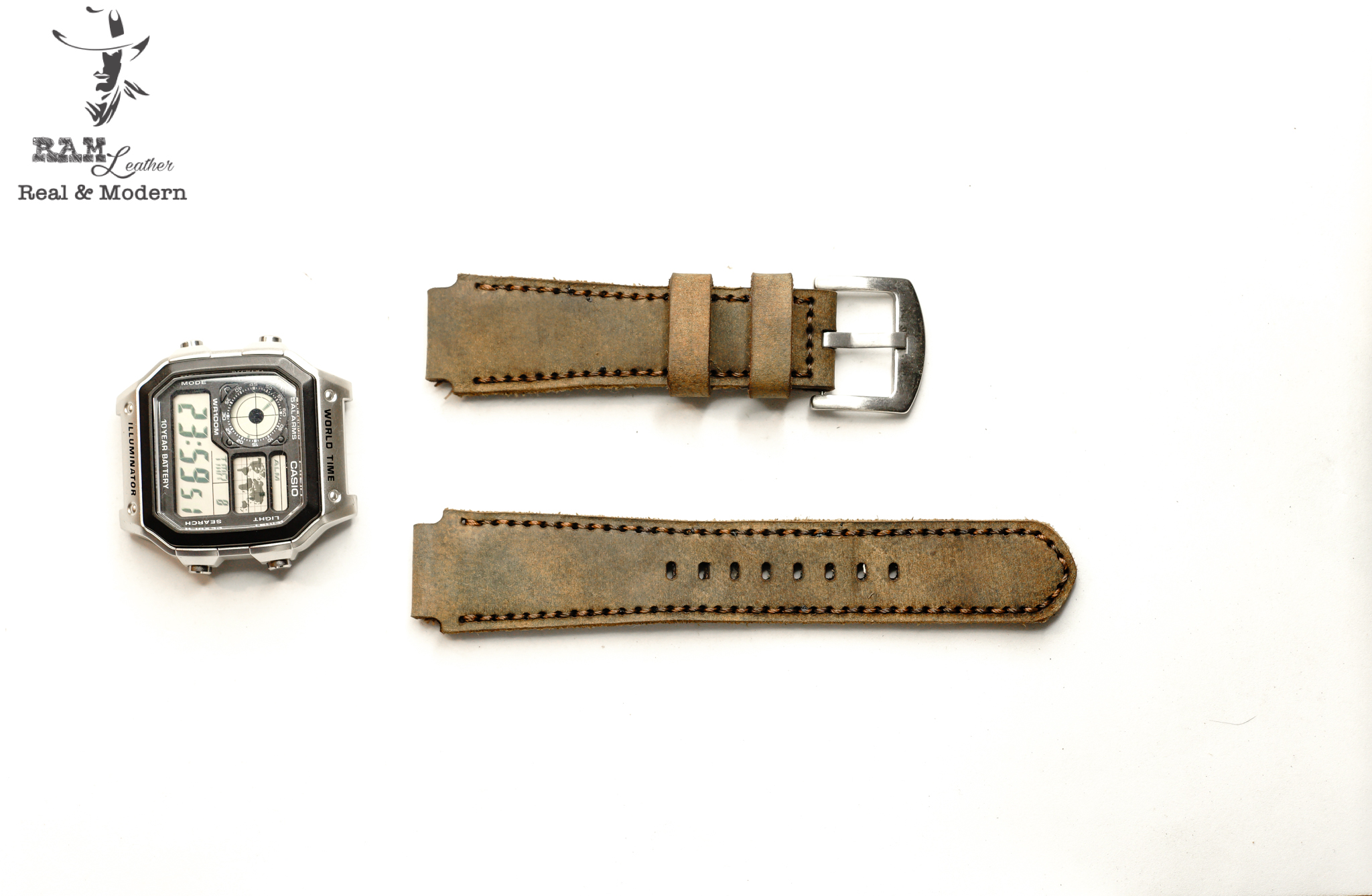DÂY ĐỒNG HỒ SIÊU BỀN DA BÒ HANDMADE - RAM CLASSIC 1952 (TẶNG KHÓA, CHỐT, CÂY THAY DÂY)