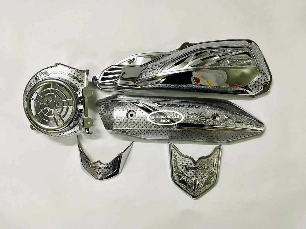 Vision 2015 - 2019 Full Bộ Xi Inox Combo (ốp pô - ốp pô e - ốp quạt - mỏ dè trước sau )